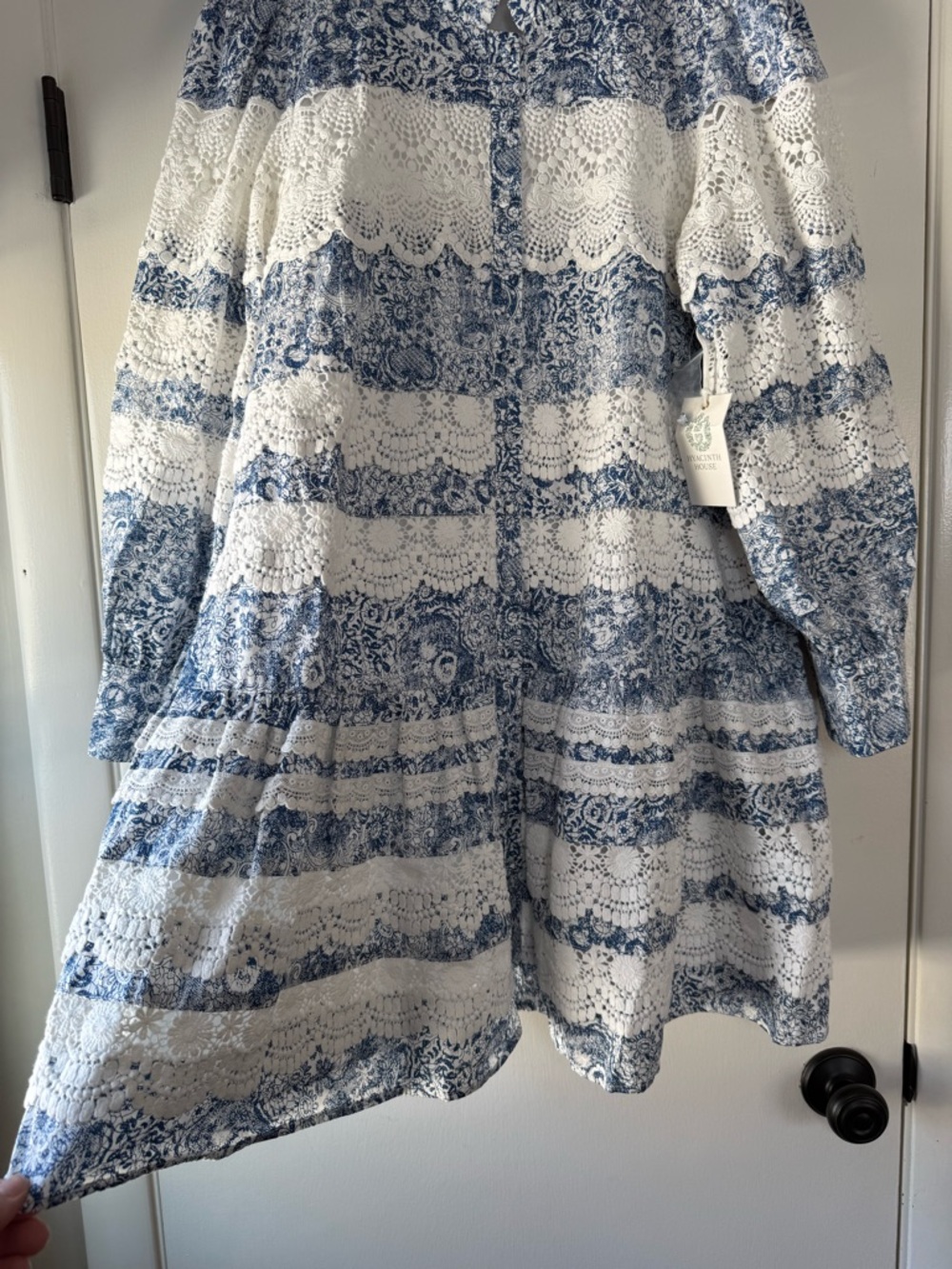 ๐ Hyacinth House for Tuckernuck Lace Trimmed Emmie Mini Dress Blue White XXL - Picture 8 of 15